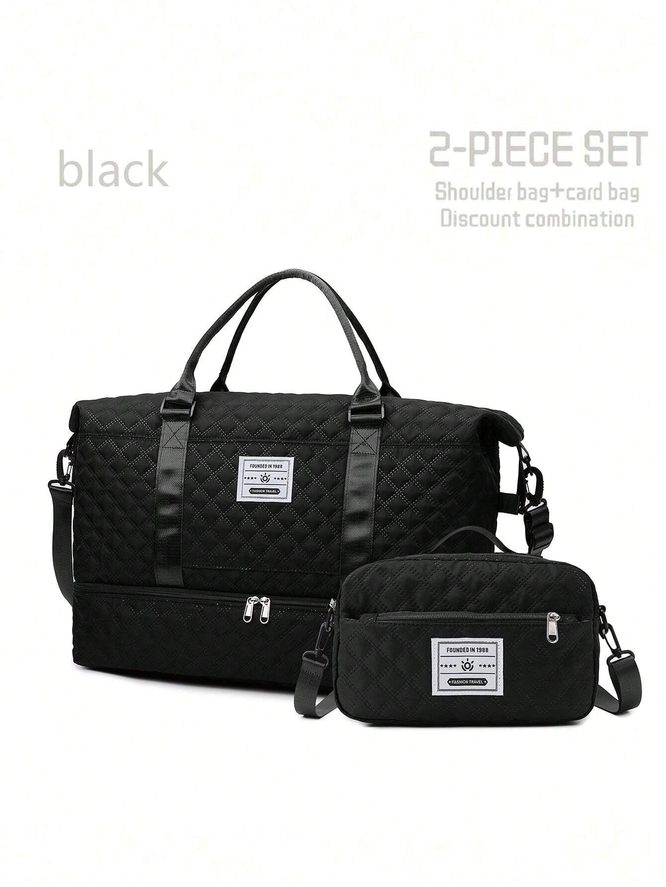2PCS Large Travel Duffel Bag – Wet & Dry Separation, Shoe Compartment, Weekender & Carry-On Bag