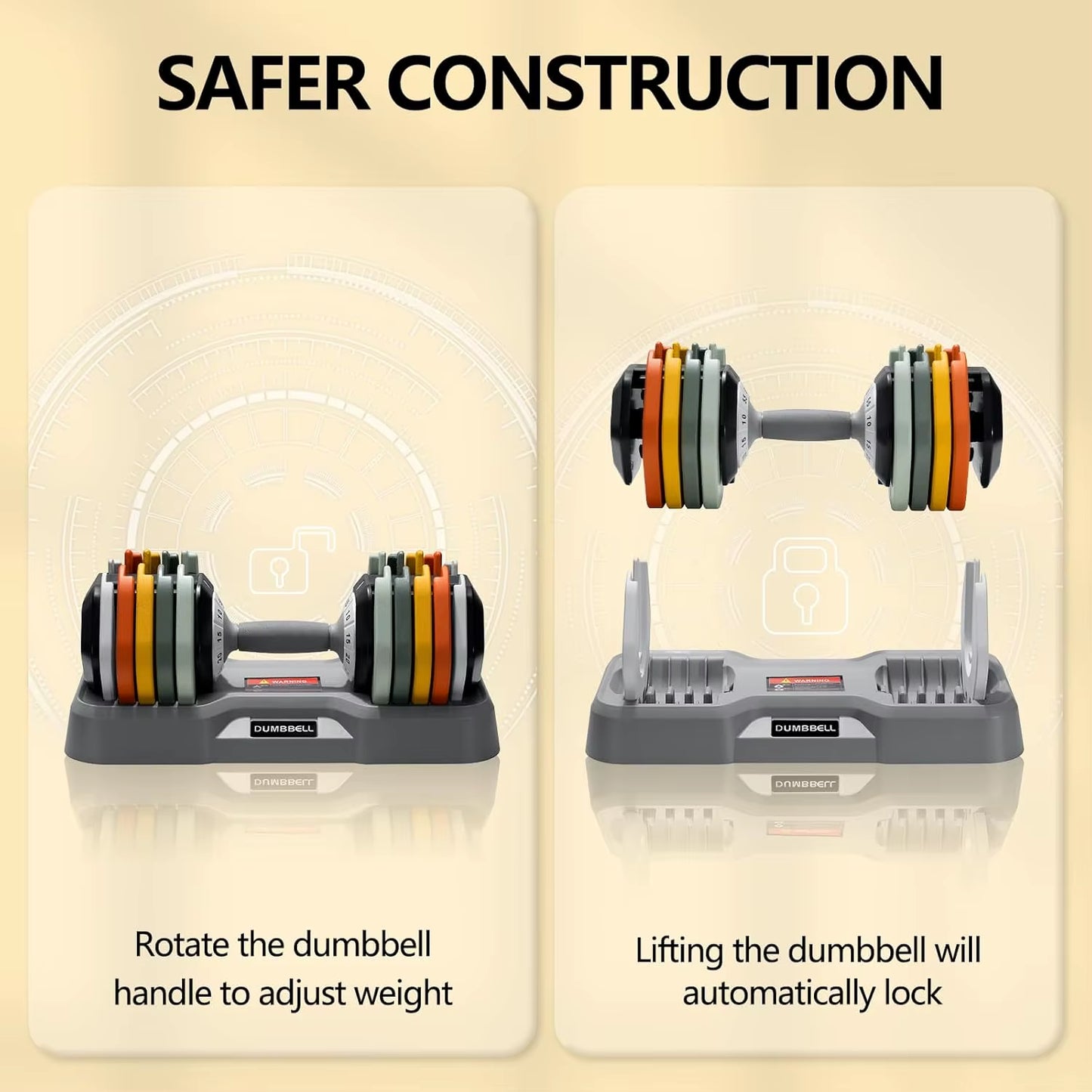 Adjustable Dumbbell Set – 25/55 lbs Pair | Fast Adjust Anti-Slip Handle for Home Gym