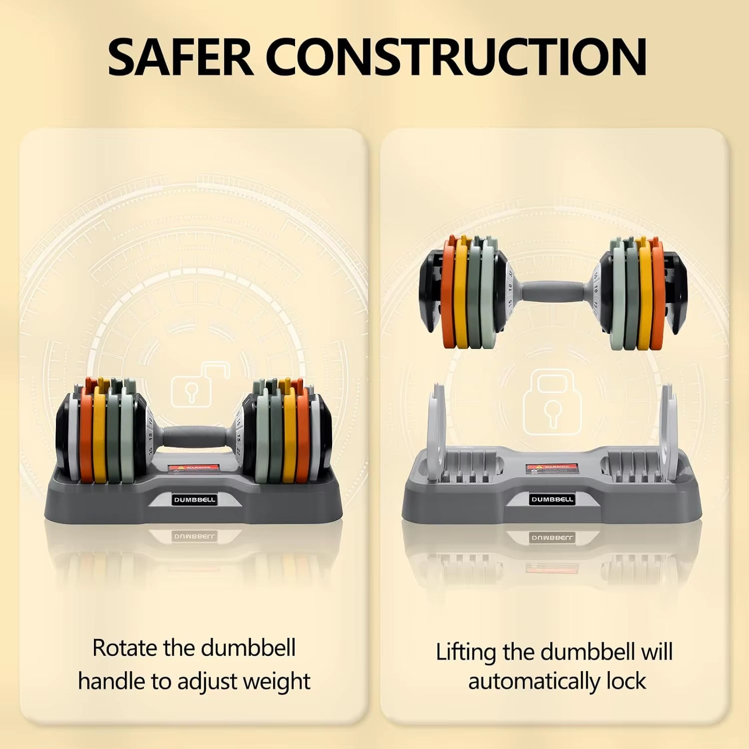 Adjustable Dumbbell Set – 25/55 lbs Pair | Fast Adjust Anti-Slip Handle for Home Gym