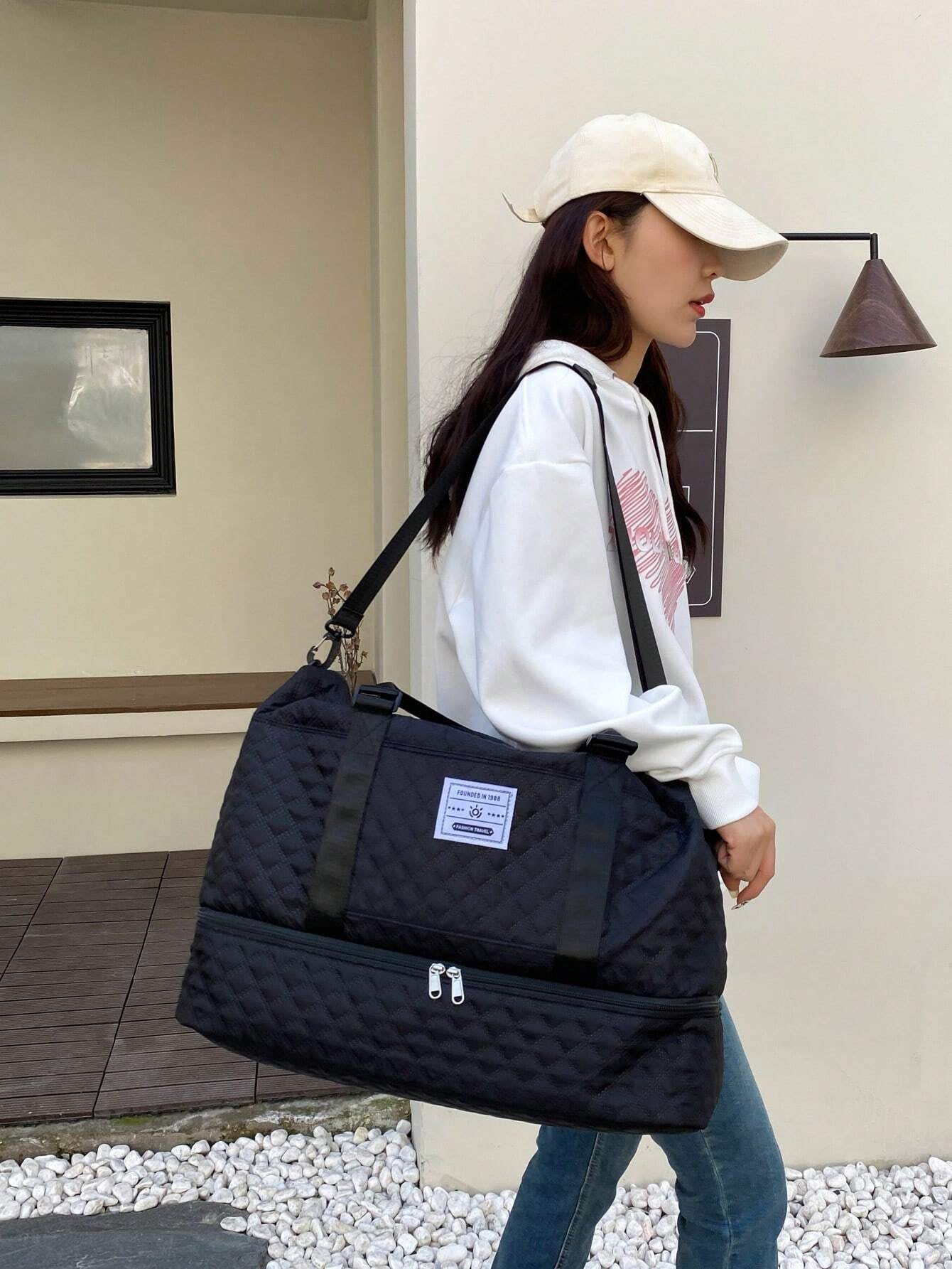 2PCS Large Travel Duffel Bag – Wet & Dry Separation, Shoe Compartment, Weekender & Carry-On Bag