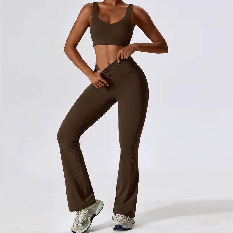 Women’s Naked Feeling Yoga Set – Shockproof Sports Bra & Quick-Dry Leggings