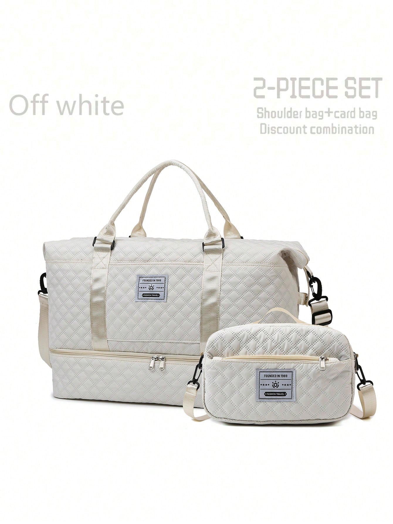 2PCS Large Travel Duffel Bag – Wet & Dry Separation, Shoe Compartment, Carry-On & Gym Weekender Bag