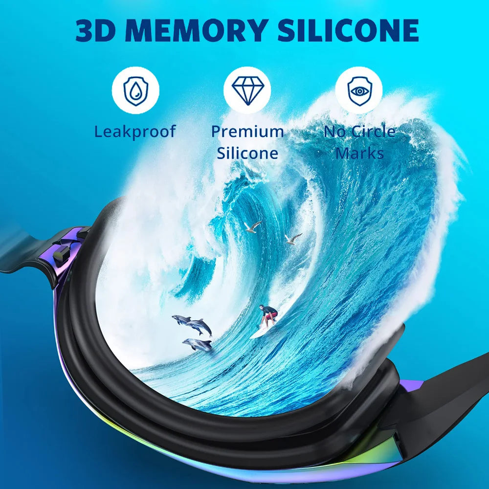 Swimming Goggles Professional Waterproof Swim Eyewear Glasses Anti-Fog 100% UV Protection No Leaking for Adult Men Women Youth