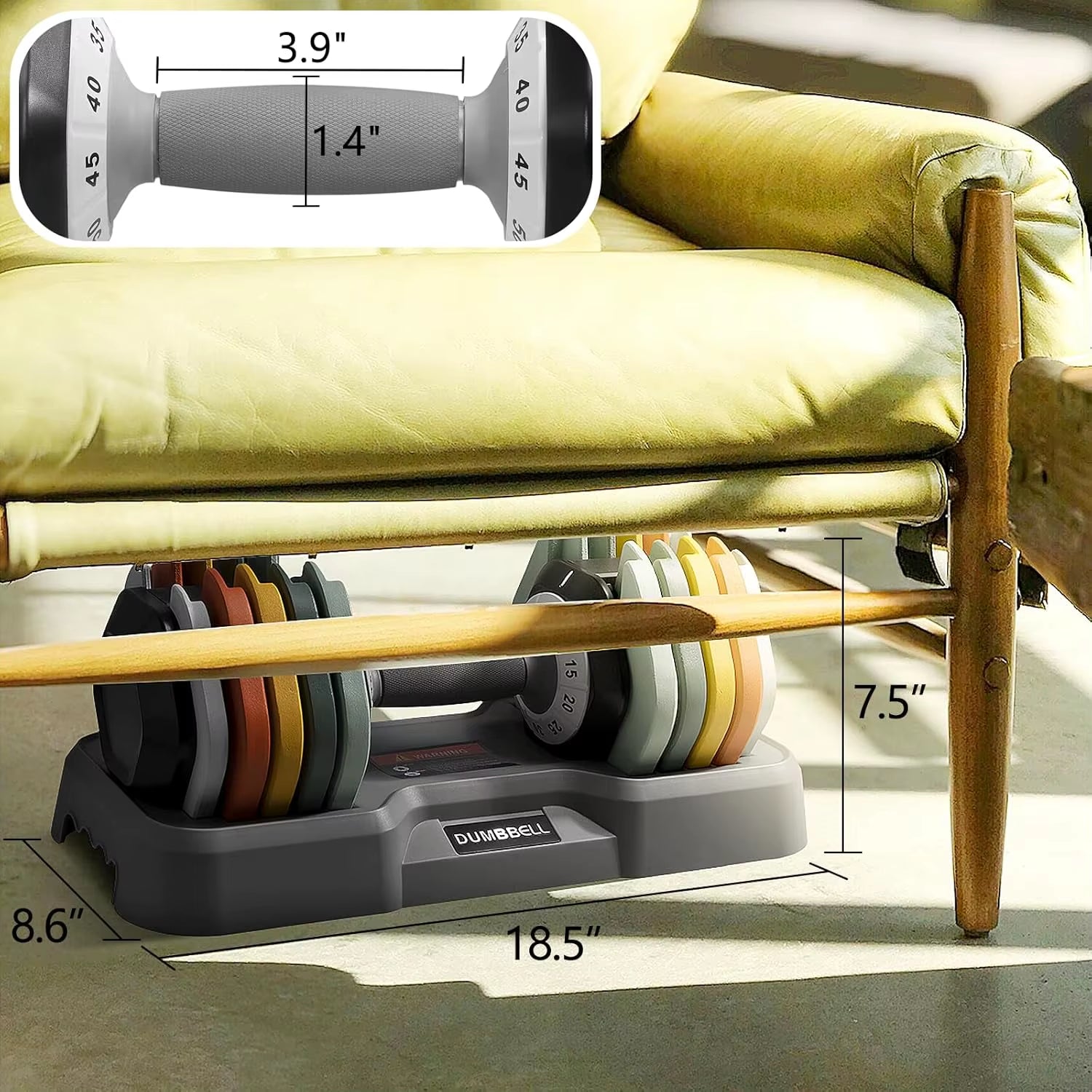 Adjustable Dumbbell Set – 25/55 lbs Pair | Fast Adjust Anti-Slip Handle for Home Gym