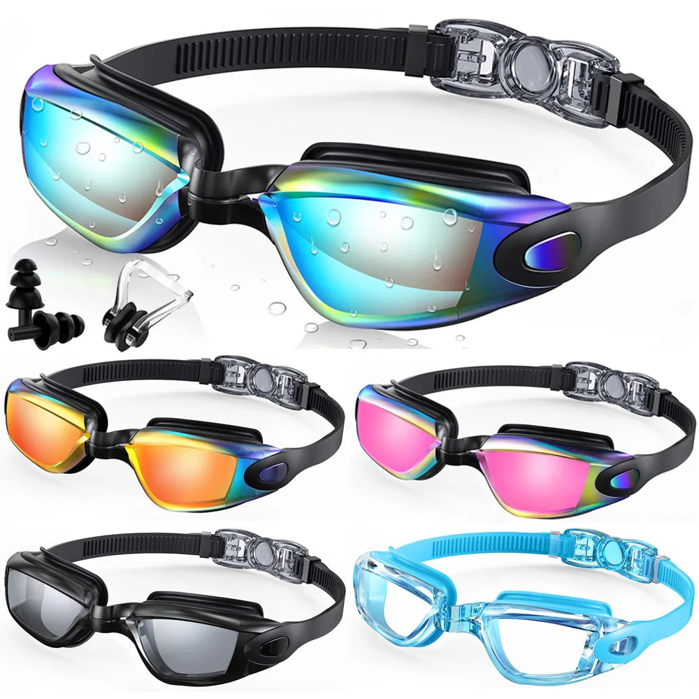 Swimming Goggles Professional Waterproof Swim Eyewear Glasses Anti-Fog 100% UV Protection No Leaking for Adult Men Women Youth