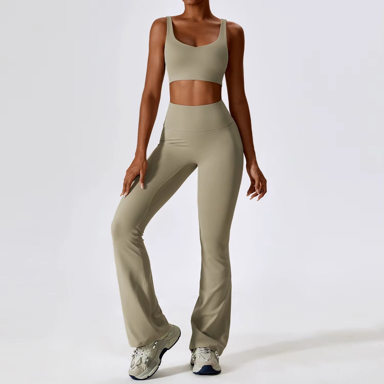 Women’s Naked Feeling Yoga Set – Shockproof Sports Bra & Quick-Dry Leggings