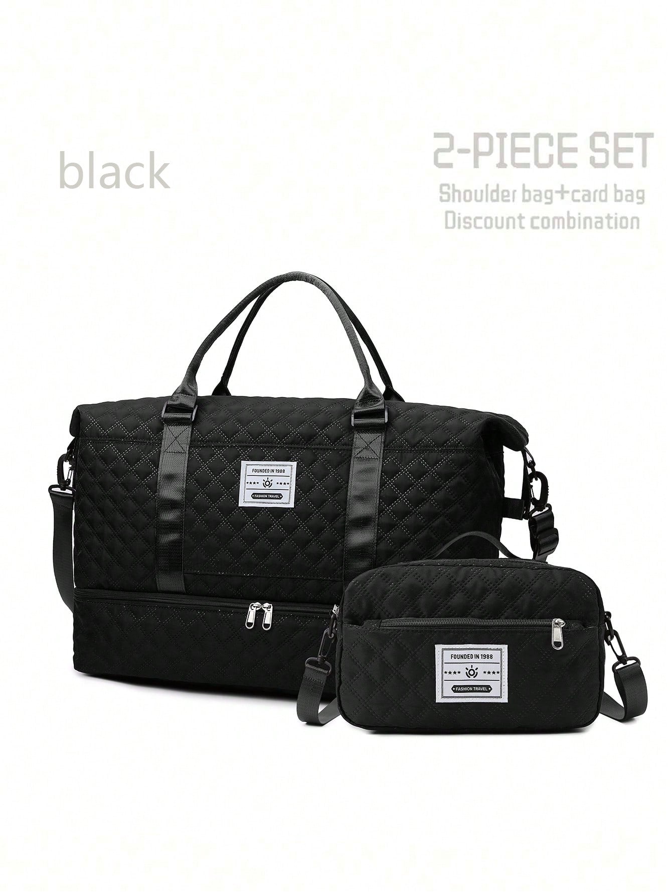 2PCS Large Travel Duffel Bag – Wet & Dry Separation, Shoe Compartment, Weekender & Carry-On Bag