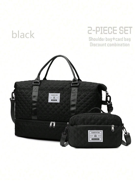 2PCS Large Travel Duffel Bag – Wet & Dry Separation, Shoe Compartment, Weekender & Carry-On Bag