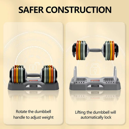 Adjustable Dumbbell Set – 25/55 lbs Pair | Fast Adjust Anti-Slip Handle for Home Gym