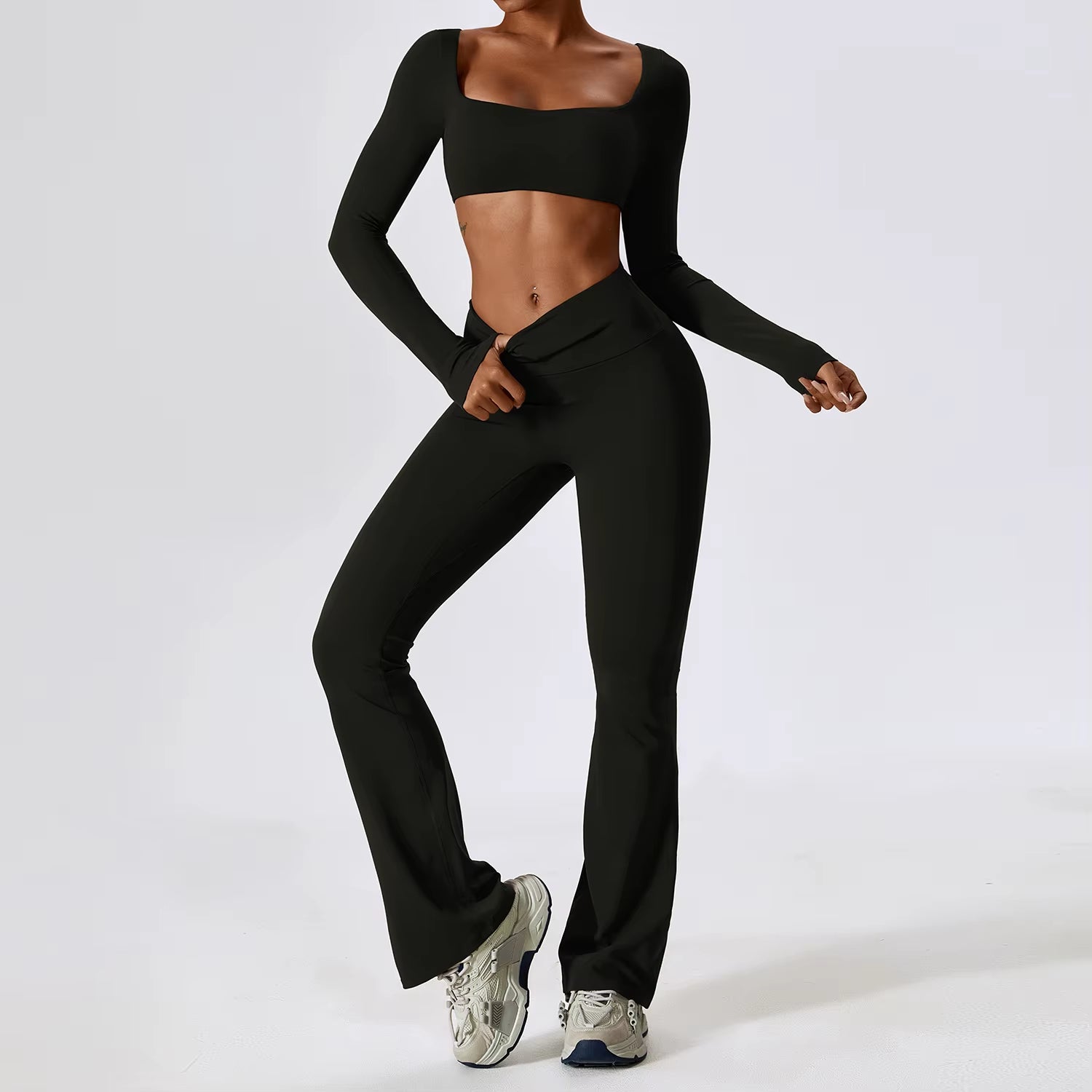 Women’s Naked Feeling Yoga Set – Shockproof Sports Bra & Quick-Dry Leggings