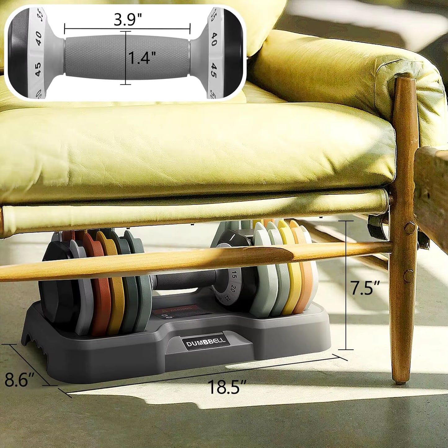 Adjustable Dumbbell Set – 25/55 lbs Pair | Fast Adjust Anti-Slip Handle for Home Gym