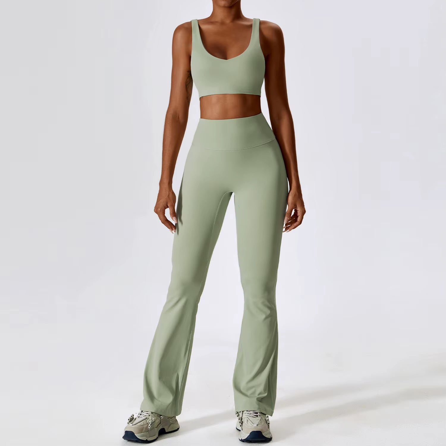 Women’s Naked Feeling Yoga Set – Shockproof Sports Bra & Quick-Dry Leggings